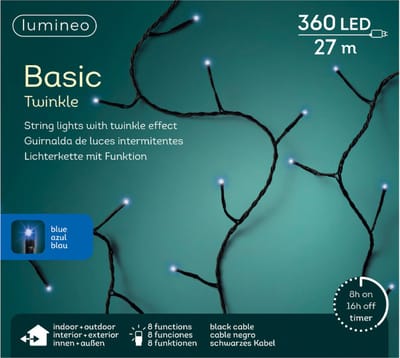 Lumineo Kerstverlichting - blauw - twinkle - 32 meter - 360 lampjes - boomverlichting