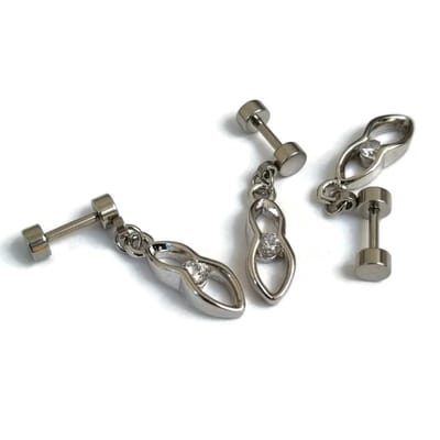 Aramat Jewels | Piercings | Fantasie Helixpiercing met Zirkonia Hanger | | | |8mm | Staal | Volwassenen | Verkleurd niet