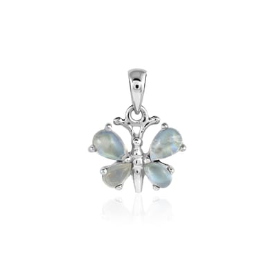 SilverGems Zilveren vlinder hanger met Regenboog Maansteen edelstenen