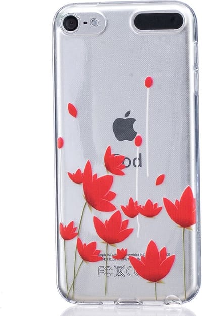 Peachy Rode bloemen hoesje TPU doorzichtig cover geschikt voor iPod Touch 5 6 7