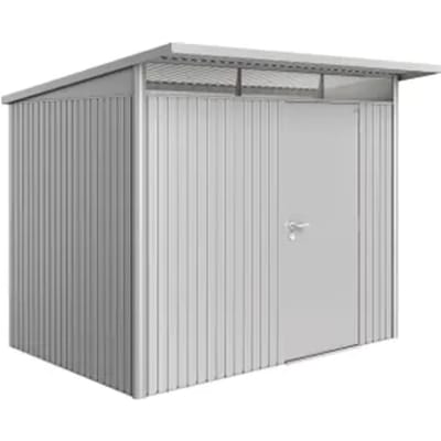 Biohort Metalen Tuinhuis Avantgarde - Zilver Metallic - 260x220cm - Enkele Deur - Met Lessenaarsdak