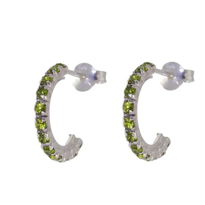 Behave – Oorbellen – 925 Sterling Zilveren Oorringen met Olijf Groene Kristal steentjes