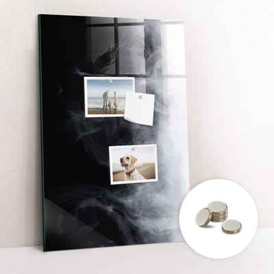 Tulup Glassboards - Rook Magneetbord - 40 cm x 60 cm - Zwart en wit Foto Magneetbord - Gratis 5 Sterke Magneten - Moderne Wanddecoratie - Memobord Glas - Magnetisch Bord Kind - Notitiebord Werkplek - Memo Bord
