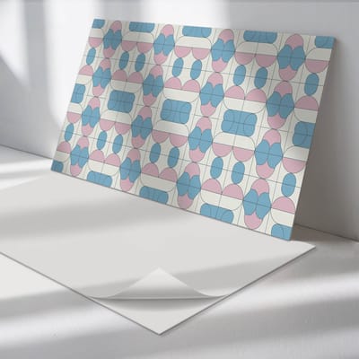 Wallfluent Vinyl Wandpaneel - Abstract geometrisch patroon PVC Muurpaneel - 100 cm x 50 cm - Blauw PVC wandpaneel - 1 stuk - Rechthoekig Wandbekleding Vinyl - Patroon Wandpaneel - Zelfklevende Wandbekleding - Wandpaneel Keuken en Badkamer