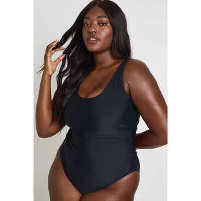 boohoo Dames Plus Buikcontrole Scoop Badpak | Zwart | Maat: 44