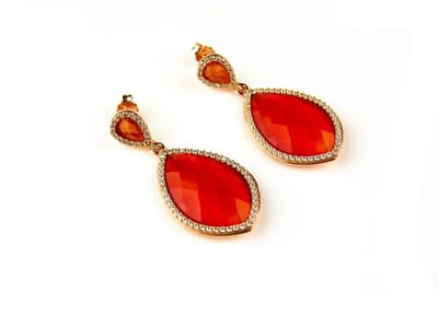 model Markies oorringen in zilver roze verguld oranje steen en cubic zirconia