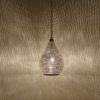 Hanglamp – pendellamp – echt verzilverd messing – voor slaapkamer, eetkamer en woonkamer