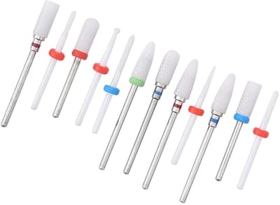 Keramische Boorbit Set - Nagelvijl Bits - Nauwkeurige Nagelverzorging - Extreme Duurzaamheid - 12 Stuks - Zilver
