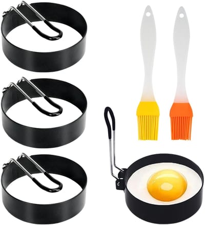 Cosensi - Eieren bereiden - Omeletvormpjes - Makkelijk schoon te maken - Zwart - Eierschalen - Ideaal voor beginners - Eieren koken