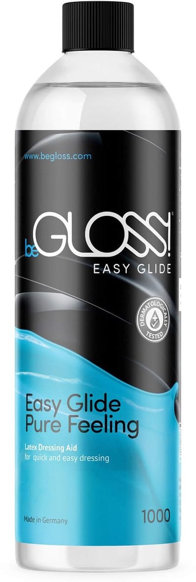 BeGLOSS - Latex - Easy Glide Dressing Aid XXL - 1000 ml. - 1 liter - ronde fles met dop - om snel en makkelijk latex rubber kleding en kousen aan te trekken. Glijmiddel voor latex rubber kleding kledij.