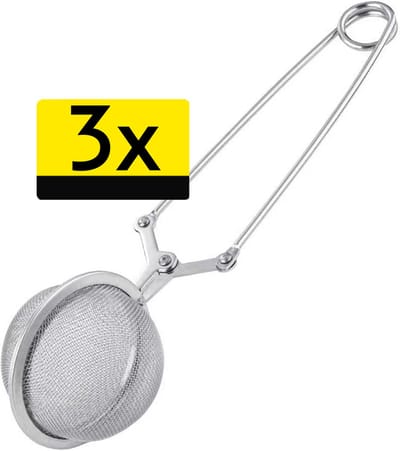 Theezeef Geschikt voor Losse Thee - Theefilter RVS Theezeefjes voor Losse Thee - Zilver - 3 Stuks