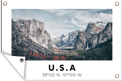 Muurdecoratie Yosemite - Amerika - Wyoming - 180x120 cm - Tuinposter - Tuindoek
