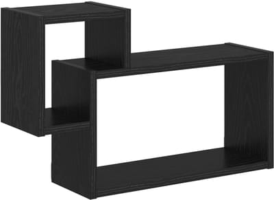 vidaXL - Wandplank - Muurmontage - Zwart - eiken - 55 - x - 15 - x - 35 - cm - Bewerkt - hout