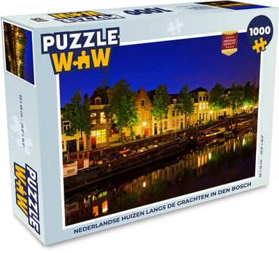 Puzzel Nederlandse huizen langs de grachten in Den Bosch - Legpuzzel - Puzzel 1000 stukjes volwassenen