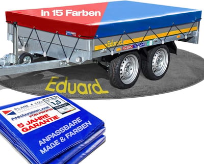 Aanhangerzeil 256 x 150 cm - PVC waterdicht - hoogglans antraciet - plat - inclusief bevestigingsmateriaal