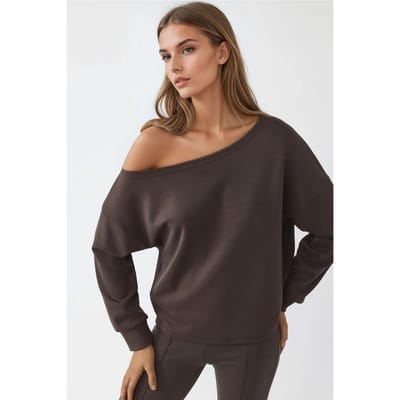 Asymmetrische Kraag Relaxed Fit Sweatshirt
