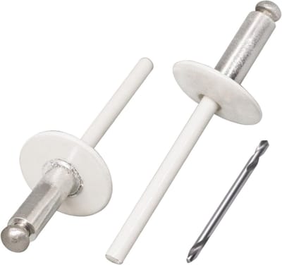 100 Stuks Grote Flanse Aluminium Blindklinknagels 4,8 x 14 mm RAL 9010 Puur Wit