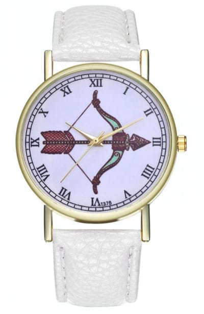 Hidzo Horloge Pijl en Boog Ø 38 - Wit - Kunstleer