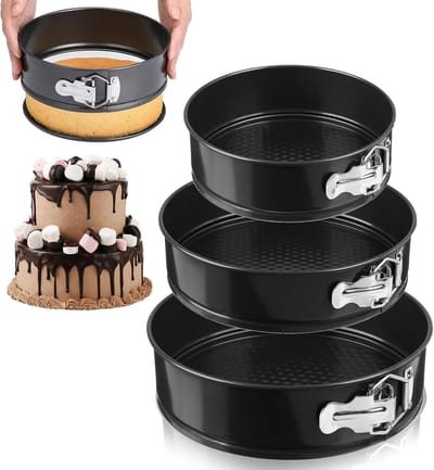 Famanu – Springvorm set 3 stuks Ø 20 22 en 24 cm met afneembare bodems anti-aanbaklaag voor taart en cheesecake