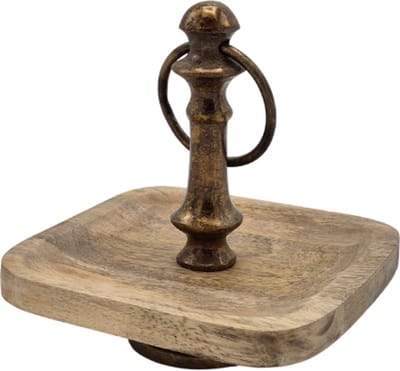 Deco4yourhome® - Etagère Miles - 1 Laags - Amberblokjes Schaal - Naturel - Goud - Gold