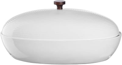 Broodpot Aardewerk - Broodtrommel Keuken - Brood Bakken - Gelijkmatige Warmteverdeling - 32x18x16.5cm - Wit