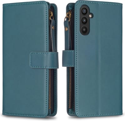 9 Pas - Portemonnee Etui Hoes geschikt voor Samsung Galaxy A34 - Groen