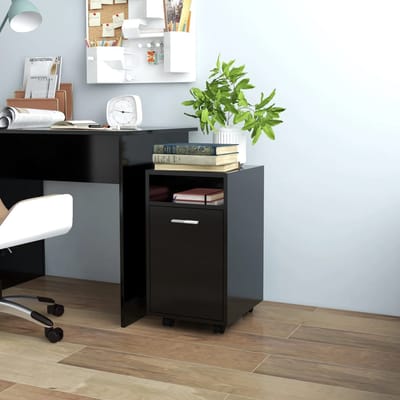 vidaXL - Bijzetkast - met - wielen - 33x38x60 - cm - bewerkt - hout - zwart