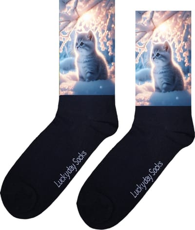 Kitten - Opkikkertje - Winter - Grappige sokken - Valentijn cadeau - Verjaardag cadeau - Kerst cadeau - Grappige sokken - Leuke sokken - Vrolijke sokken - Kerst sokken - Vaderdag - Moederdag - Socks maken Happy - 37-44