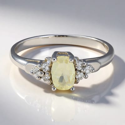 Cavill - 925 Sterling Zilver Ring - 0,47 ct Antiek Orthoklaas & 0,103 ct Witte Topazen - Elegante Damesring Maat 17