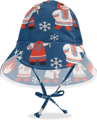 Baby Zonnehoed - Kinderhoed Zomer - Bescherming Tegen Zon - UPF 50+ Bescherming - 48-57 cm Hoofdomtrek - Blauw Wit Rood