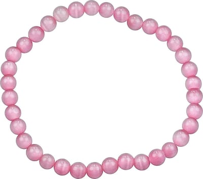 Edelstenen armband Cat's Eye Pink - kattenoog - roze armband - elastisch armband - luxe sieraden zakje - armband dames