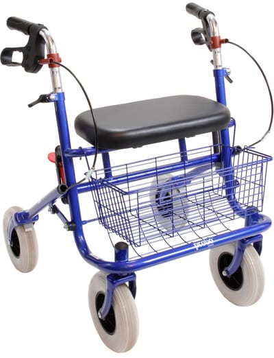 Premis - Klein volwassenen / kinder rollator - Zitbreedte 43 cm - Zithoogte 50 cm - max gebr. gew 100 kg - Metallic Blauw