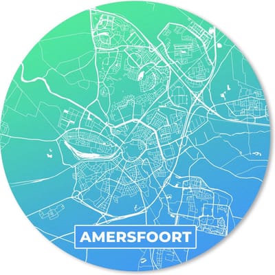 Muismat rond 20x20 cm - Mousepad Stadskaart - Amersfoort - Blauw - Ronde muismatten