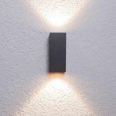 Lucande LED buiten wandlamp Tavi, hoogte 15 cm, zwart