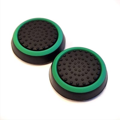 New Age Devi - 2 stuks Thumb Grips - Playstation Xbox - Thumbstick Caps - Controller Grips - Gaming Accessoires - Siliconen - Zwart-Groen