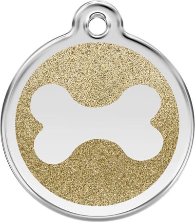 Red Dingo hondenpenning 38 mm bot glitter goudkleurig