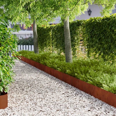 vidaXL - Gazonrand - 30 - st - 100 - x - 25 - cm - Staal - Roestig