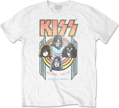 Kiss - World Wide Heren T-shirt - S - Wit