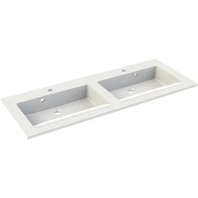Allibert Dubbele Wastafel Slide - Polybeton - Glanzend - Wit - 120,2cm