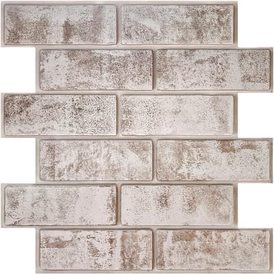 Set van 10 Zelfklevende 3D Wandpanelen in Baksteenlook, PVC Wandbekleding voor Woonkamer, Slaapkamer en Haard, Eenvoudig aan te brengen met Peel and Stick Technologie