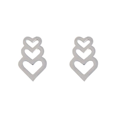 Fako Bijoux® - Oorbellen - Steker - RVS - Stainless Steel - Hartjes Trio