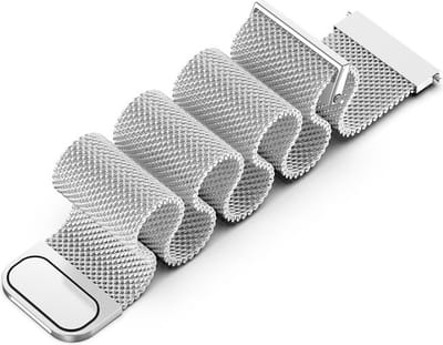 Milanees bandje - geschikt voor Samsung Galaxy Watch 3 45mm / Galaxy Watch 46mm / Gear S3 Classic & Frontier en Polar Vantage M / M2 / V3 / Grit X (Pro) - zilver