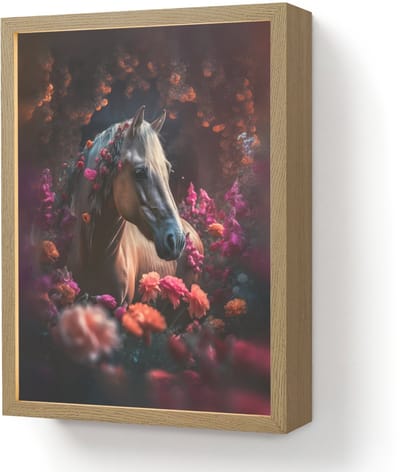 Nachtlampje 30x40 cm - Kinder lamp - Paard - Bloemen - Paars - Oranje - Dieren - Tafellamp kinderkamer draadloos - Slaapkamer lampje - Bedlamp kinderen - Kinderlampje - Wandlamp babykamer - Nachtlampjes