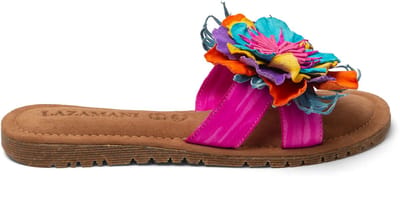 Lazamani - Zinnia Dames Slippers Leer Fuxia - Maat 37