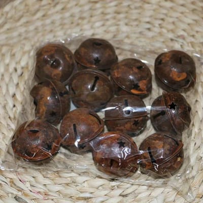 12 stuks 40mm Roestig Metaal Ster Uitsparing Jingle Bells voor Kerst Vakantie Knutseldecoraties Natal Navidad Noel Nieuwjaar gray
