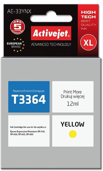 ActiveJet Supreme AE-33YNX - yellow - ink cartridge (alternative for: Epson T3364)