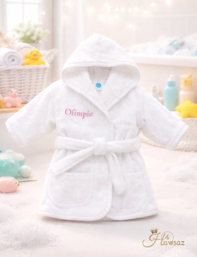 Baby badjas badstof Wit 1 stuk - kraamcadeau voor jongen en meisje - Hawsaz.nl cadeau - gepersonaliseerd met naam - Kraamcadeaus - Badjas - Baby handoek - Badjas met naam - Geboortecadeau - Gepersonaliseerd - Baby cadeau met naam - Babygeschenk