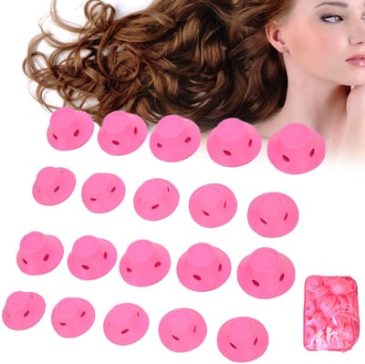 Set van 40 siliconen krultangen - Clip- en hittevrije krultang - Zachte nachtkrultangen - Voor golven en styling - Magische krultangen - Haarstylingtools voor vrouwen en kinderen - Roze
