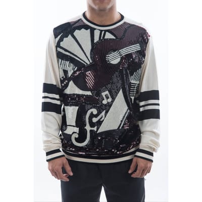 Dolce & Gabbana Heren Trui met witte Jazz Gitaar met Pailletten
