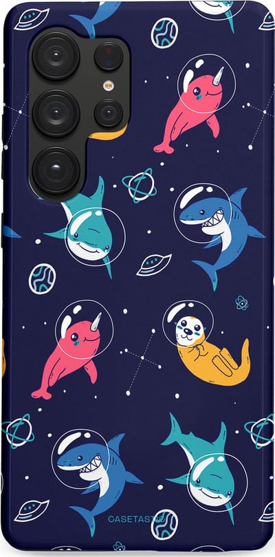 Casetastic Hoesje Geschikt voor Samsung S25 Ultra - Stijlvolle Beschermende Duo-layer Case - Ruimte Oceaan Blauw